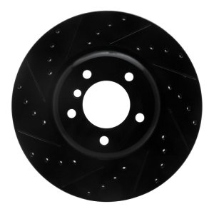 BMW 135I Brake Rotor (1) - Front Left - R1 Concepts - Drilled & Slotted - Black - `06-`13